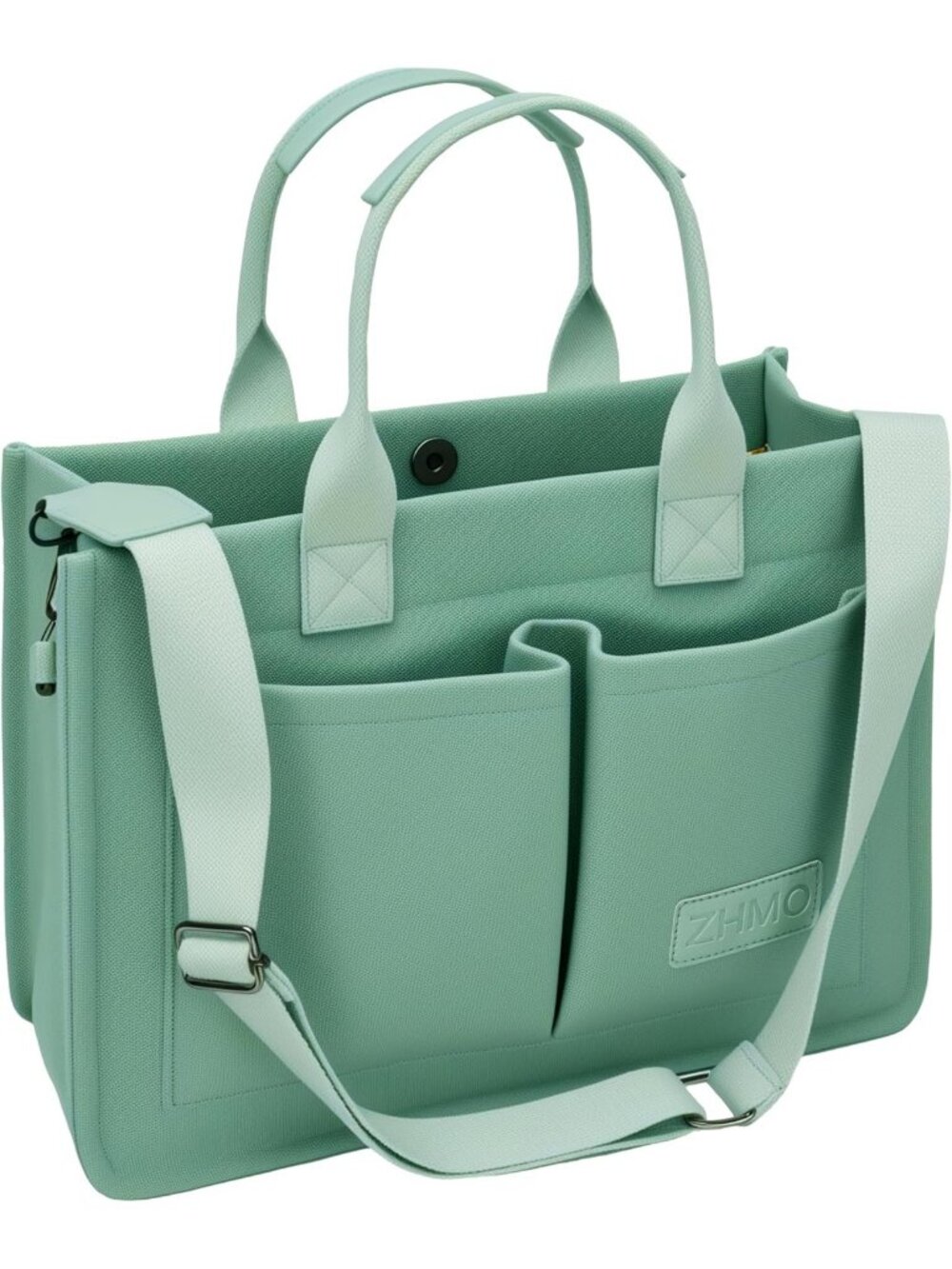 Women's Green With Compartments Canvas Tote Large Handbags Crossbody Bags